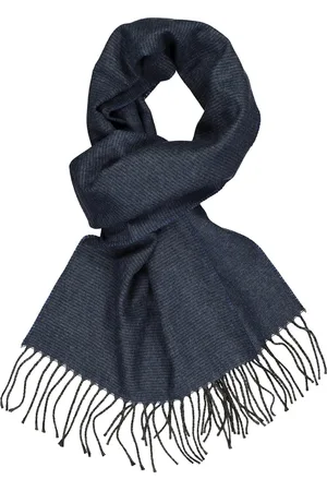 Michaelis Heren sjaal - blauw met antraciet grijs heel fijn gestreept