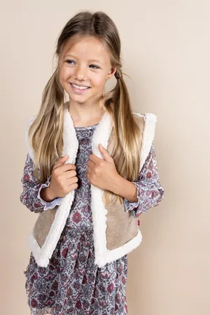 MAYCE Winter gilet meisjes - teddy, revesibel, dessert