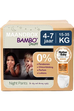 Bambo Nature Dreamy Nachtbroekjes 4-7 jaar (15-35 kg) - 60 stuks Maandbox - 0% onnodige toevoegingen - Ideaal voor de gevoelige huid - Nordic Swan Ecolabel
