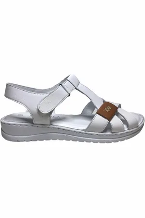 Merkloos Manlisa velcro 3 kruisjes platte lederen comfort sandalen S147-20-1725 mt 40