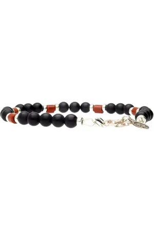 Bela Donaco Armband Classic B6 – Mat Onyx – handgemaakte Keniaanse rode glaskralen – Sterling Zilver