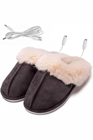 SANS MARQUE USB Verwarmde Slippers Voetwarmer Schoenen Oplader Elektrische Verwarming Schoenen Winter Warm Pluche Slippers Voor Vrouwen Mannen