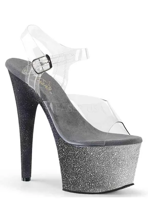Pleaser EU 41,5 = US 11 | ADORE-708OMBRE | 7 Heel, 2 3/4 Ombre Glittered PF Ankle Strap Sandal