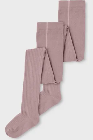 NAME IT NKNPANTYHOSE RIB 2P NOOS Meisje Panty - Maat 122/128