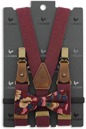 Sir Redman Bretels met strik - kids bretels combi pack Retro Ranonkel bordeaux