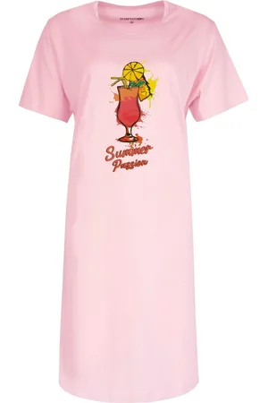 TEMPTATION Dames Nachthemd - BigShirt - Korte Mouwen - Rose - Maat XL