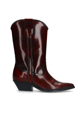 Sacha Dames - Bordeaux rode leren cowboylaarsjes - Maat 39