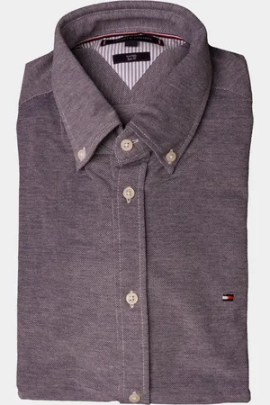 Tommy Hilfiger Overhemd Melange Donkerblauw - Heren - Maat XL - Slim-fit