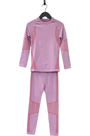 Ducksday Set Thermisch Ondergoed - Thermokleding - Kinderen - Unisex - Set T-shirt en broek - Tweedelig - Lila - Roze - Maat 140/146