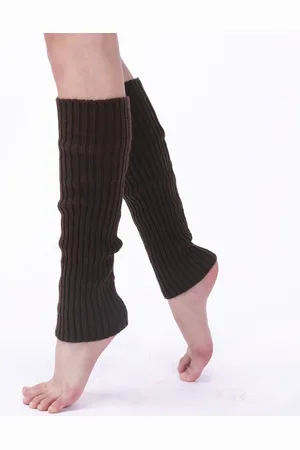 Merkloos 2 paar dames winter gebreide beenwarmers mode warme lange laarzen sokken winter gebreide sokken sport stretch kniehoge dames beenwarmers voor feest yoga ballet schaatsen