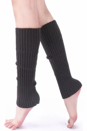 Merkloos 2 paar dames winter gebreide beenwarmers mode warme lange laarzen sokken winter gebreide sokken sport stretch kniehoge dames beenwarmers voor feest yoga ballet schaatsen