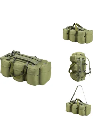 vidaXL Plunjezak - Plunjezakken - Weekendtas - Weekendtassen - Plunjezak 3-in-1 legerstijl 90 L olijfgroen