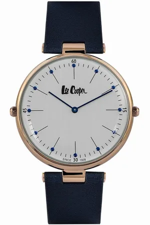 Lee LC06636.499 - Horloge - Analoog - Mannen - Heren - leren band - Blauw - Rosékleurig