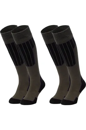 Nomad ?? Skisokken Essential 2-Pack | 39/42 Donkergroen | Warme sokken Dames / Heren | Lange Huissokken / Wandelen / Sporten | Knie Kousen | Goede vochtafvoer
