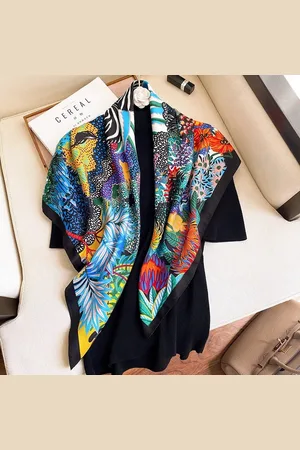 WiseGoods Luxe Zijde Dames Sjaal - Sjaals Vrouw - Vrouwen Sjaaltje - Dameskleding - Cadeau - Zomer Kleding - Omslagdoek - 90x90