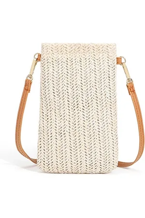 WiseGoods Luxe Stro Design Telefoontasje Dames - Telefoontasje - Telefoontasjes - Telefoon Tasje - Schoudertas - Damestas