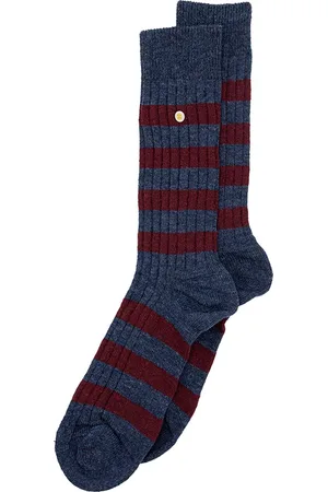 Alfredo Gonzales Unisex merino sokken cosy rib stripes blauw & rood
