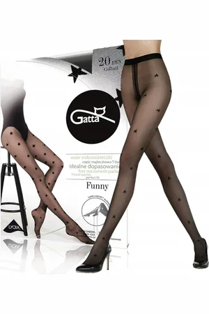 Gatta Panty’s Dames - Maat M ( 1 stuks ) - Vrouwen Panty met Sterren patroon - 20 Den - Panty maillot Dames - Zwart