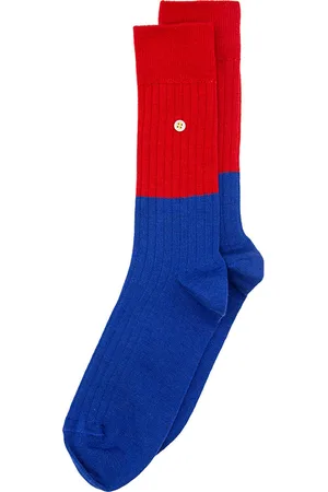 Alfredo Gonzales Unisex merino sokken rib two tone blauw & rood