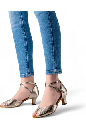 Anna Kern 1086 - 50 Corinne Dames Dansschoenen - Open neus - Bronskleurig Nappa Leer - 5 cm Flare Hak - Ballroom, Latin, Salsa - - - 38 2/3