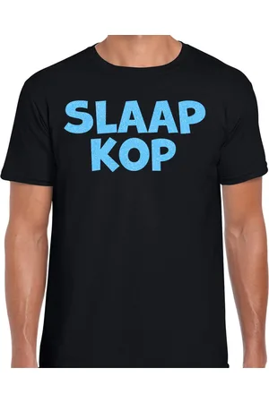 Bellatio Decorations Verkleed T-shirt voor heren - slaap kop - pyjama party - zwart - glitter - themafeest L