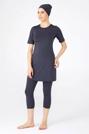 Merkloos Burkini Adasea, muslim swimwear, dames , Neutral /antraciet, maat 34