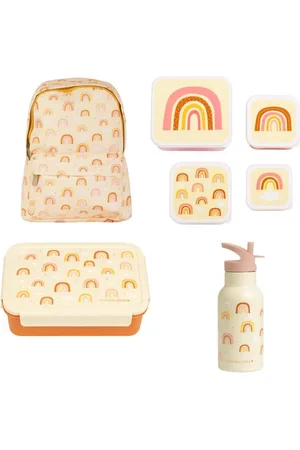 A Little Lovely Company BEAU by Bo Back to school set - Rugzak/Drinkfles RVS/4 Snackdozen/Bentobox - Regenbogen