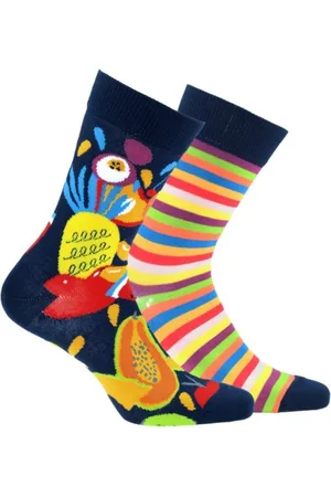 Gatta 2 pack -Wola katoenen sokken Funky, 2 verschillende patronen, maat 43-46, Mix fruit & strepen patroon
