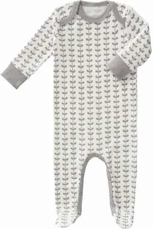 Fresk Pyjama met voet Leaves grey
