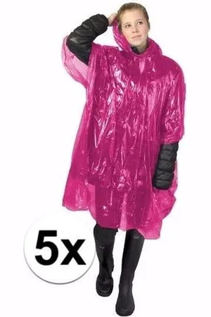 Merkloos 5x wegwerp regenponcho - poncho