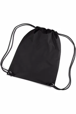 BagBase 2x stuks zwarte nylon gymtassen/ gymtasjes met rijgkoord