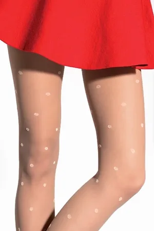 Fiore di Lucia Milano Isidora kleurige 20 den panty met witte polkadot maat M