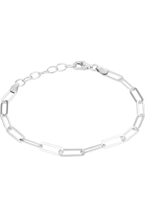 GLAMS Armband paperclip platte buis 3,8 mm 16 + 3 cm - Zilver