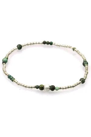 Heaven Eleven 925 ZILVER - 1mm - kleur /groen - diamant steen
