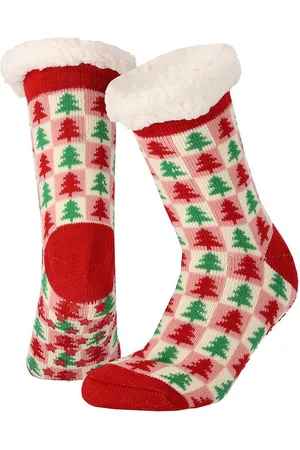 Apollo Kerst huissokken - Dames - Multi Rood - One Size - kerstsokken - kerstsokken antislip - kerstsokken dames