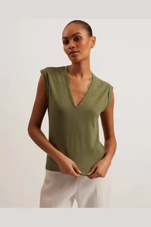 Ted Baker Khaki V-hals - Vest / t-shirt - - Maat S