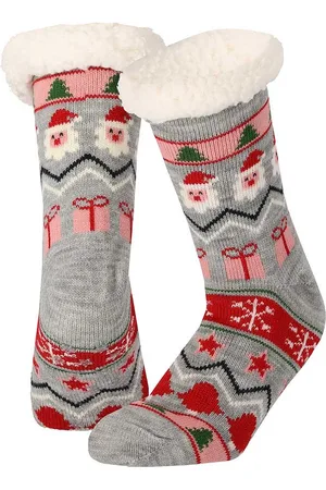 Apollo Kerst huissokken - Dames - Multi Grijs - One Size - kerstsokken - kerstsokken antislip - kerstsokken dames