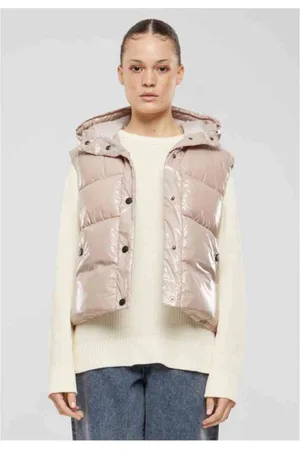Urban classics Recycled Shiny Puffer Vest with Hood Mouwloos jacket - XS