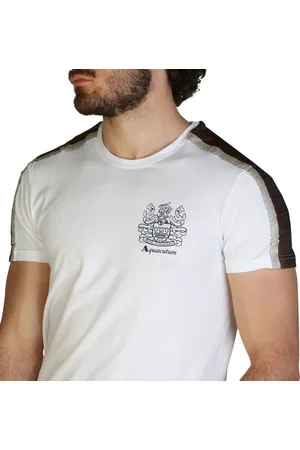 Aquascutum Kleding - T-shirts - QMT017M0-01 - Heren - white,saddlebrown - L