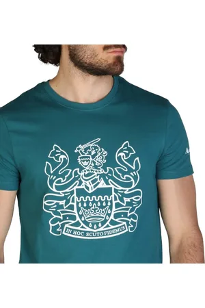 Aquascutum Kleding - T-shirts - QMT002M0-08 - Heren - darkgreen,white - M