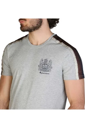 Aquascutum Kleding - T-shirts - QMT017M0-08 - Heren - darkgray,saddlebrown - S