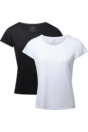DANISH ENDURANCE T-Shirt voor Dames - Crew Neck - Wit en Zwart - 2-pack - Maat XL