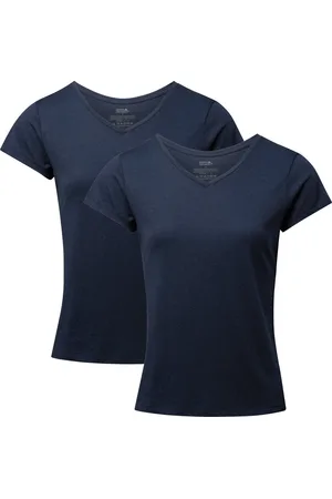 DANISH ENDURANCE T-Shirt - V-Hals - Dames - Marineblauw - 2-pack - Maat L