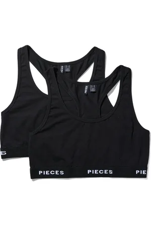 Pieces® 2-Pack Bustier dames Top - Zonder vulling - Katoenen bralette met brede bandjes - Bh Topje - M