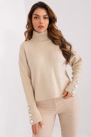 Merkloos Dames trui - Col trui - One Size - Musthaves - Sierknopen