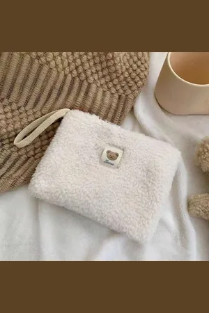 WiseGoods Premiun Pluche Opberg Tasje Make-Up - Reistasje - Fluffy Etui - Toilettas - Makeup Tas - Tasje - Etuis - Reizen
