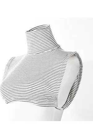Merkloos Gebreide nepkraag - Nep Coltrui - Nep Turtleneck - 1 stuk - One Size - Coltrui Kraag - witte strepen - Afneembare gebreide coltrui