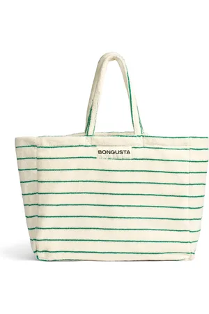 Bongusta Naram Collectie - Weekendbag - Weekendtas - Strandtas - Pure white & Grass (wit & groen)