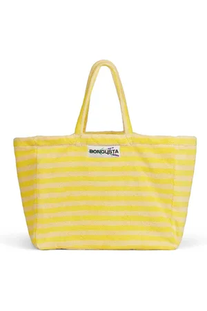 Bongusta Naram Collectie - Weekendbag - Weekendtas - Strandtas - Pristine & Neon Yellow (beige & geel)