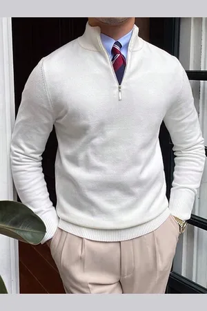 Merkloos Half Zip Heren Sweater - Warme Schipperstrui met Rits - Comfortabele Coltrui voor Heren - Casual & Smart Casual Heren Trui - Maat M